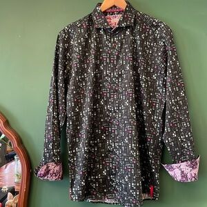 7 Downie St. London Couture Men's Dress Shirt Geometric Contrast Cuff